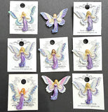 SALE Fairy Sparkly Pearly Purple Hand Painted Shank Back Metal Button Susan Clarke USA 1-1/2"
