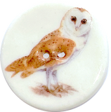SALE, Owl Porcelain Button, 1-1/8" to 1-3/16" Artisan Ceramic 2-Holes