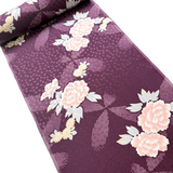 Large Peonies on Purple, Kimono Silk Satin From Japan By the Yard #294