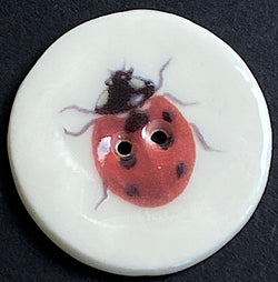 SALE, Ladybug Porcelain Button 1-1/8" 2-hole, Handmade