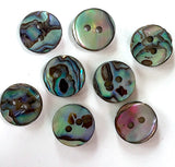 Re-Stocked, EIGHT Abalone 1/2" Vivid Greens/Blues Buttons 13mm, Pack of 8  #SK-0033