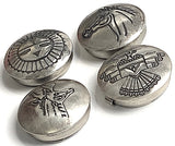 Set of 4 Button Covers: Vintage Sterling Silver Zuni Sun, Horse, Pronghorn, Thunderbird, 3/4"  #MV-67