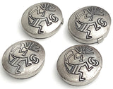 Set of 4 Kokopelli Button Covers: Vintage Sterling Silver 3/4"  #MV-68