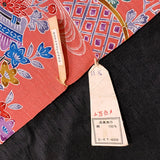 Running Low, Salmon Pink Bingata Tsumugi Handweave Vintage Kimono Silk from Japan, By the Yard,  #222