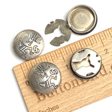 Set of 4 Kokopelli Button Covers: Vintage Sterling Silver 3/4"  #MV-68