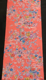 Running Low, Salmon Pink Bingata Tsumugi Handweave Vintage Kimono Silk from Japan, By the Yard,  #222