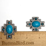 Re-Stocked Silver/Blue 1-1/2"  'Turquoise' Aztec Star Screw Back Concho 1.5"  #SWH-124