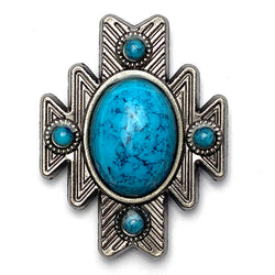 Re-Stocked Silver/Blue 1-1/2"  'Turquoise' Aztec Star Screw Back Concho 1.5"  #SWH-124