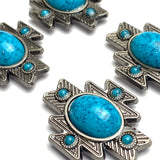 Re-Stocked Silver/Blue 1-1/2"  'Turquoise' Aztec Star Screw Back Concho 1.5"  #SWH-124