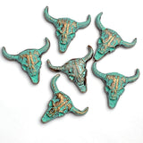 Re-Stocked, Cow Skull Copper/Green Patina Screw Back Concho 1.25"  #SWH-127