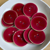 SALE, Larger Raspberry/Fuchsia/Hot Pink Shiny Coconut 1-9/16" Two-Hole Button 40mm   #SK-1025