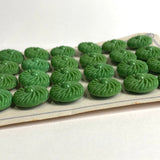 Green Vintage Glass Textured Swirl 3/4" Buttons, European New Old Stock, #BK-914