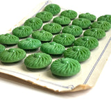 Green Vintage Glass Textured Swirl 3/4" Buttons, European New Old Stock, #BK-914