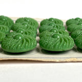 Green Vintage Glass Textured Swirl 3/4" Buttons, European New Old Stock, #BK-914