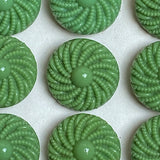 Green Vintage Glass Textured Swirl 3/4" Buttons, European New Old Stock, #BK-914
