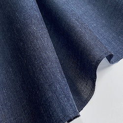 Solid Dark Navy Light, Thin Linen-Like Kimono Wool/Hemp/Synthetic Blend from Japan By the Yard #541