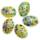 SALE  Millefiore Glass Oval, Vintage Flat Back Cabochon from Japan, Gold 1" x 3/4"  #CL-01