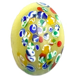 SALE  Millefiore Glass Oval, Vintage Flat Back Cabochon from Japan, Gold 1" x 3/4"  #CL-01