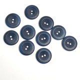 Re-Stocked, Dark Navy Blue 13/16" Corozo Raised Rim Tagua 2-Hole Round Button  #SK-462