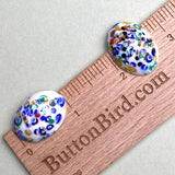 Re-Stocked, Millefiore Glass Oval, Vintage Flat Back Cabochon from Japan, White 1" x 3/4"  #CL-02