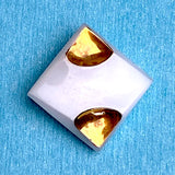 White Vintage Glass Gold-Corner 1/2" Buttons, 10 for $9.50, Germany #CL-03