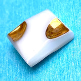 White Vintage Glass Gold-Corner 1/2" Buttons, 10 for $9.50, Germany #CL-03