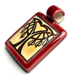 Bleeding Heart Tree Ruby, 1.5" Porcelain Pendant by Clay River Designs