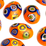 SALE Bright Orange Vintage Glass Cabochons Oval Millefiori 13/16", TWO for $2.00  #CL-05