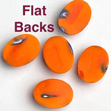 SALE Bright Orange Vintage Glass Cabochons Oval Millefiori 13/16", TWO for $2.00  #CL-05