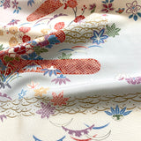 Traditional Floral from Japan, Vintage Kimono Silk Chirimen Crepe Print By the Yard   #832