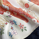 Traditional Floral from Japan, Vintage Kimono Silk Chirimen Crepe Print By the Yard   #832