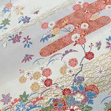 Traditional Floral from Japan, Vintage Kimono Silk Chirimen Crepe Print By the Yard   #832