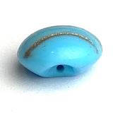 SALE Turquoise Blue Vintage Glass with Gold Streaks, 7/16" Buttons, Vintage, Europe 11mm Pack of SIX  #CL-06