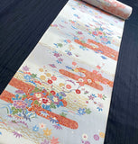 Traditional Floral from Japan, Vintage Kimono Silk Chirimen Crepe Print By the Yard   #832