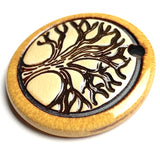 Tree Porcelain Pendant 1-1/4" Round Gold, by Clay River Designs