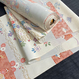 Traditional Floral from Japan, Vintage Kimono Silk Chirimen Crepe Print By the Yard   #832