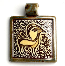 Antelope Porcelain Pendant, Clay River Designs  1.5"