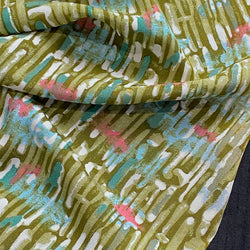 PIECE Olive Abstract Print Rayon Chirimen Crepe From Japan,  14" x 34"  #833