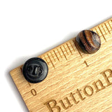 Running Low, Black Vintage Glass with Coppery Gold Streaks, 7/16" Buttons, Vintage, Europe 11mm, Per Button  #CL-08