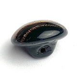 Running Low, Black Vintage Glass with Coppery Gold Streaks, 7/16" Buttons, Vintage, Europe 11mm, Per Button  #CL-08