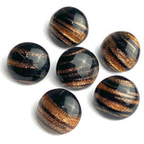 Running Low, Black Vintage Glass with Coppery Gold Streaks, 7/16" Buttons, Vintage, Europe 11mm, Per Button  #CL-08