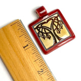 Bleeding Heart Tree Ruby, 1.5" Porcelain Pendant by Clay River Designs