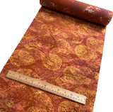 Dappled Sienna Leaves Vintage Kimono Silk Crepe from Japan, By the Yard  #835