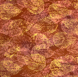 Dappled Sienna Leaves Vintage Kimono Silk Crepe from Japan, By the Yard  #835