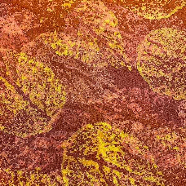 Dappled Sienna Leaves Vintage Kimono Silk Crepe from Japan, By the Yard  #835