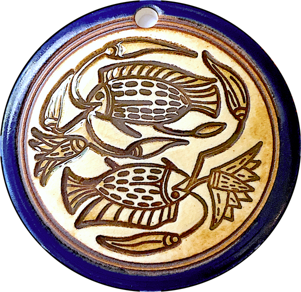 Last One, Fish Porcelain Pendant, Clay River Designs  1.75"