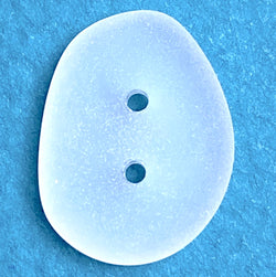 Re-Stocked White Faux Seaglass Button, Tumbled Recycled Glass, 3/4" - 7/8"