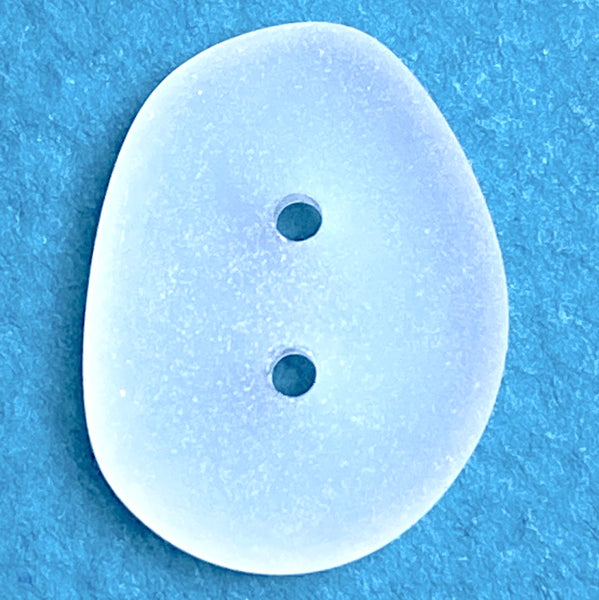 Re-Stocked White Faux Seaglass Button, Tumbled Recycled Glass, 3/4" - 7/8"