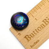 Jet Black Rainbow Beads, Ammonite Swirl, Czech Glass 13/16" / 20mm, Pack of 4 Beads  #L-492