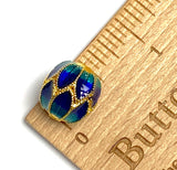 Cloisonné Peacock Sacred Flower 1/2" Barrel Bead with Gold 13.5x12mm # L-166